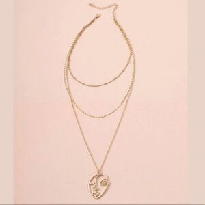 3/$30 💛 Abstract Face Layered Necklace